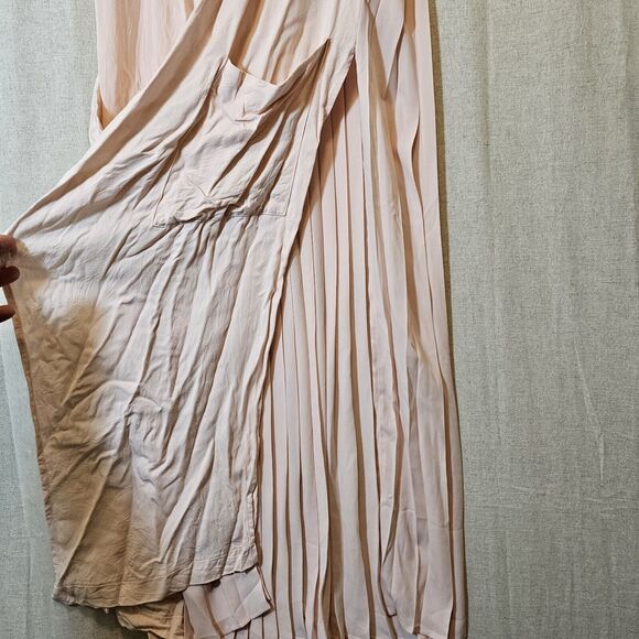 Philosophy Women's Vest Long Duster Pleated Pink Pockets Open Front Boho Small - Picture 4 of 11